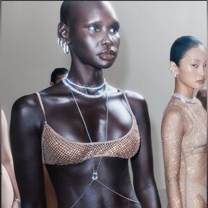 Brown Rhinestone Embellished Bralette